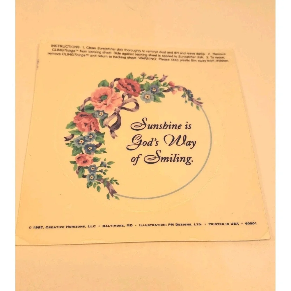 Vintage Avon Set of 5 Sun Catchers Window Decals Spring Summer Floral